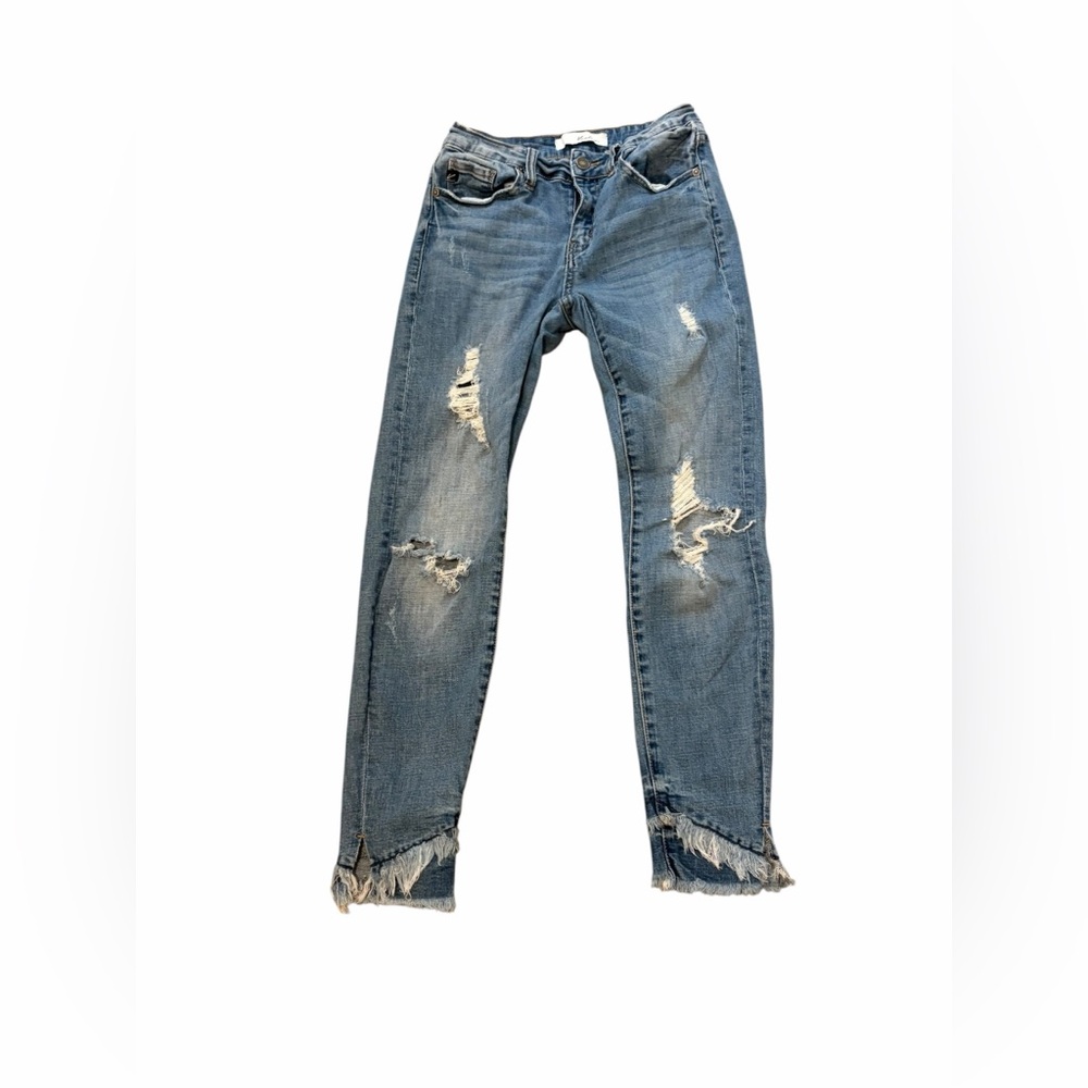 KanCan sz 7/27 Double Fray Hem Distressed Ankle Skinny Jeans 2200